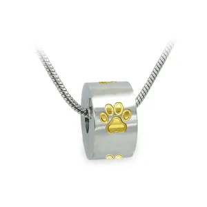 J-051- Four Paw Prints Charm Bead - Pendant with Chain