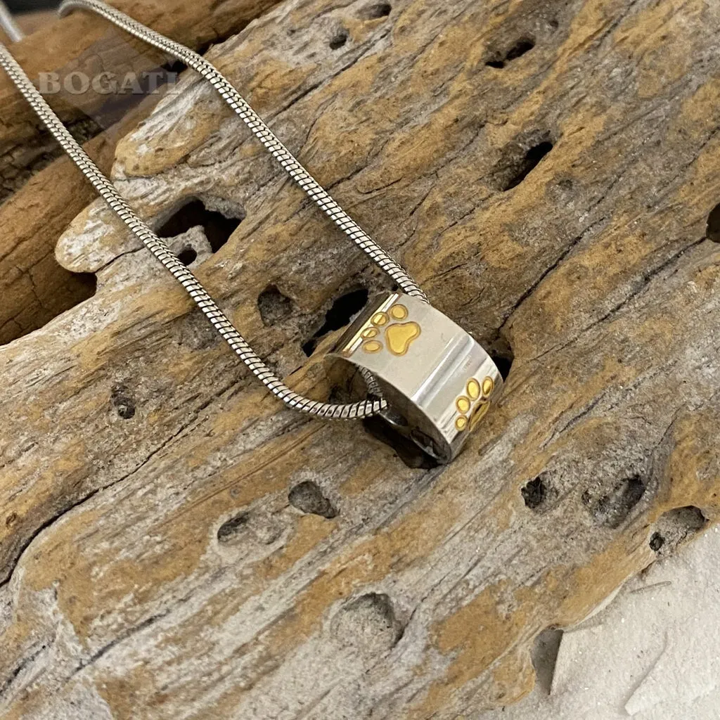 J-051- Four Paw Prints Charm Bead - Pendant with Chain