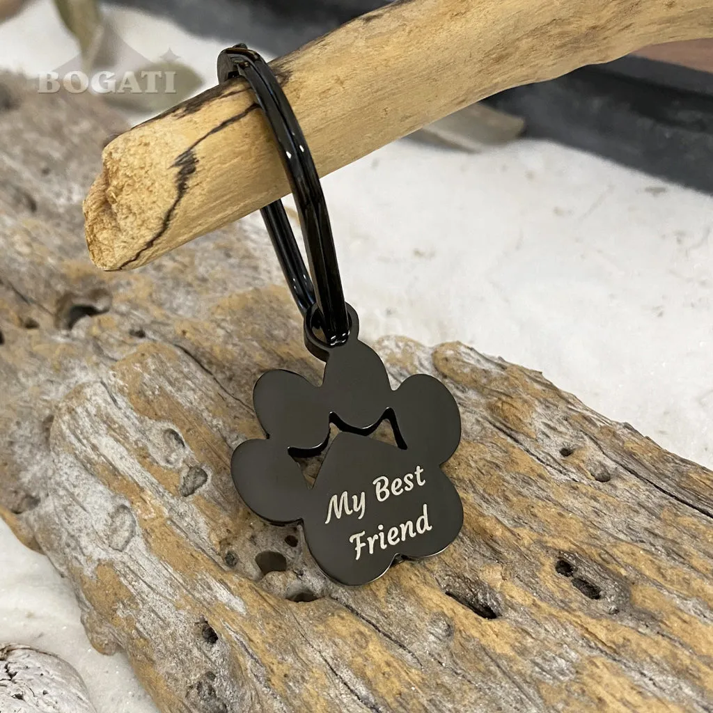 J-098- Large Paw Print Keychain - My Best Friend