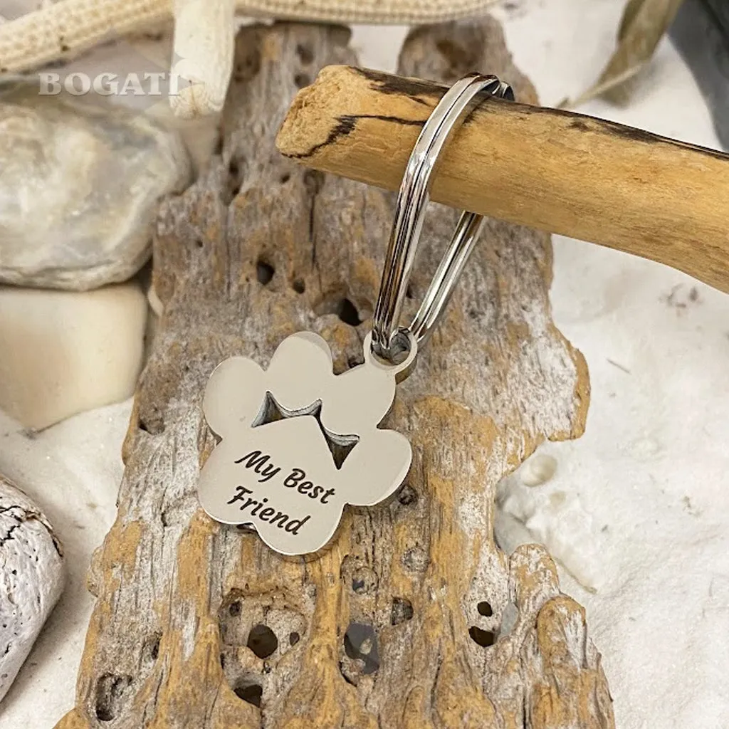 J-098- Large Paw Print Keychain - My Best Friend