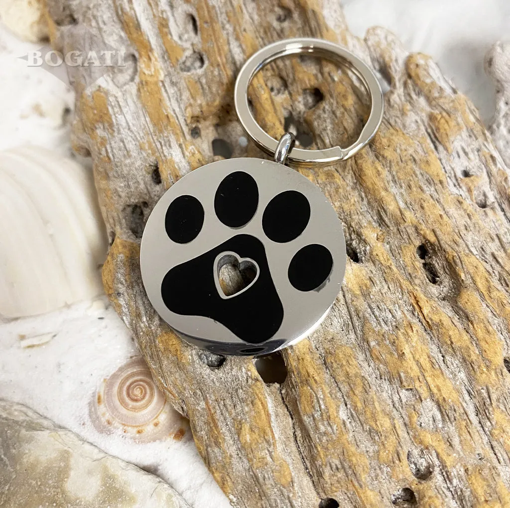 J-132 - Paw Circle with Heart - Keychain