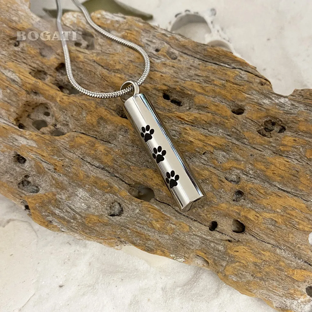J-280 - Three Paw Print Cylinder - Pendant with Chain
