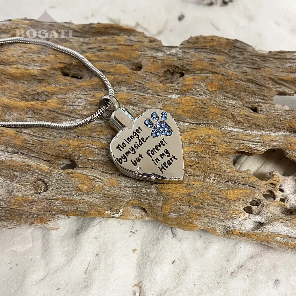 J-325 Paw Print Heart - "No longer by my side..."- Pendant with Chain  - Pack of 10