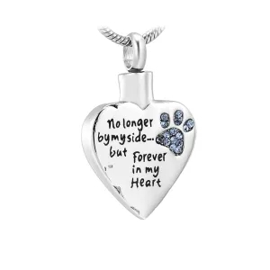 J-325 Paw Print Heart - "No longer by my side..."- Pendant with Chain