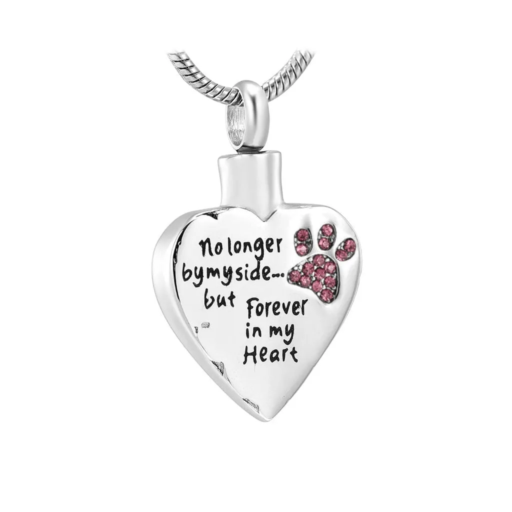J-325 Paw Print Heart - "No longer by my side..."- Pendant with Chain