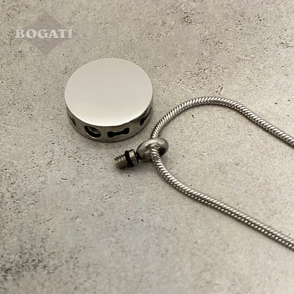 J-400 - Paw Print with Bones - Silver-tone - Pendant with Chain  - Pack of 10