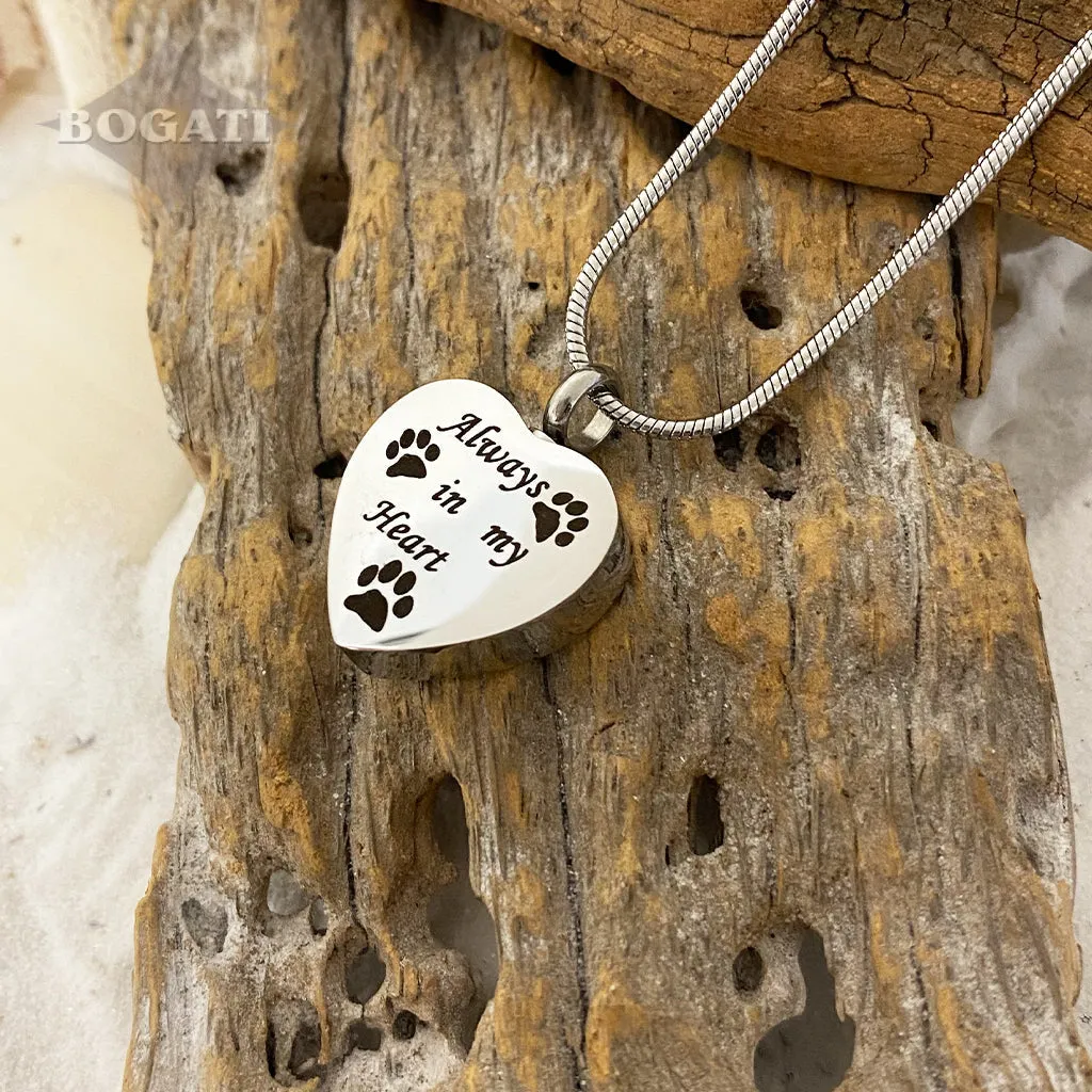 J-625 - Three Paw Print with “Always in my Heart” - Pendant with Chain