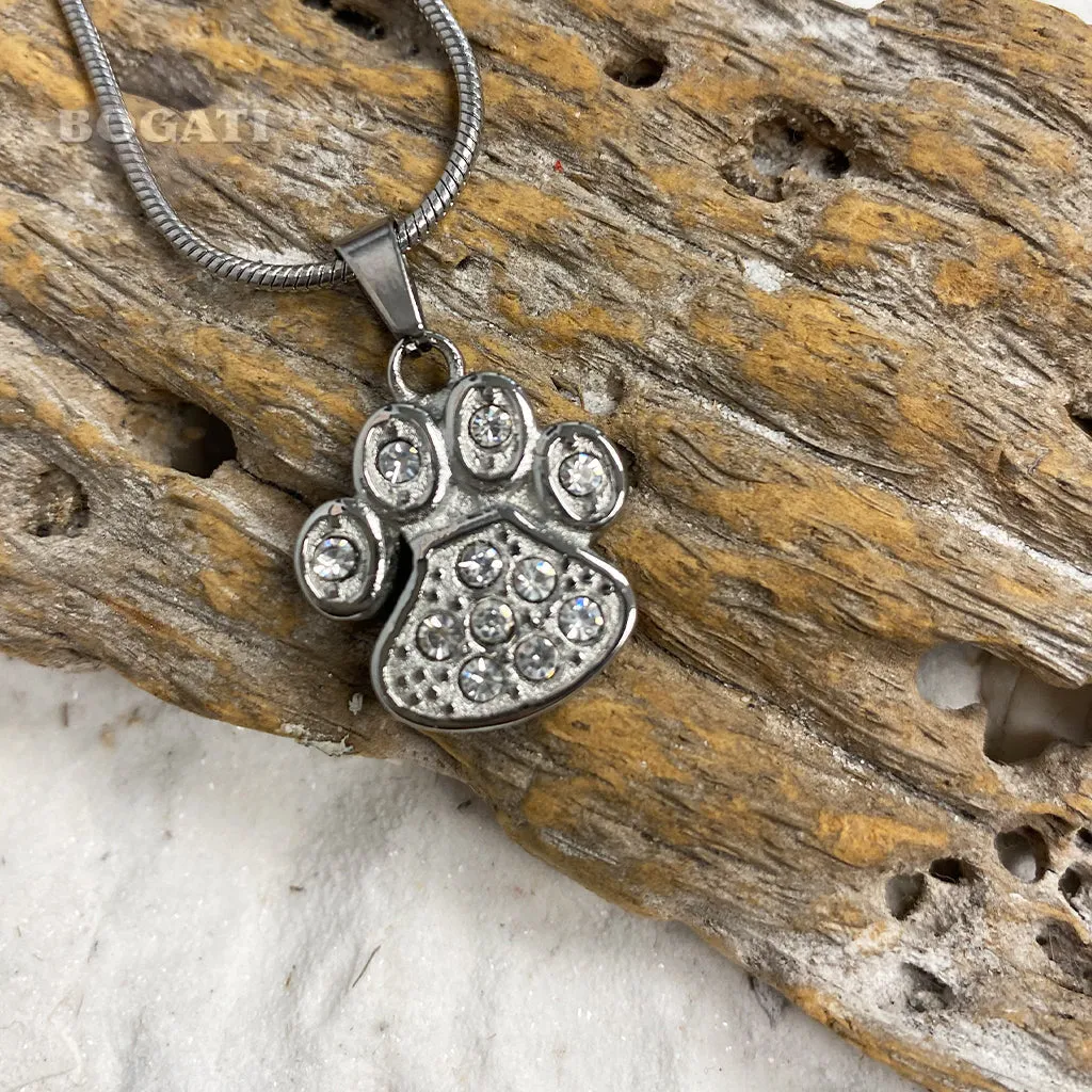 J-756 Paw with Rhinestones – Pendant with Chain