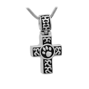 J-780 - Celtic Cross with Paw Print - Pendant with Chain