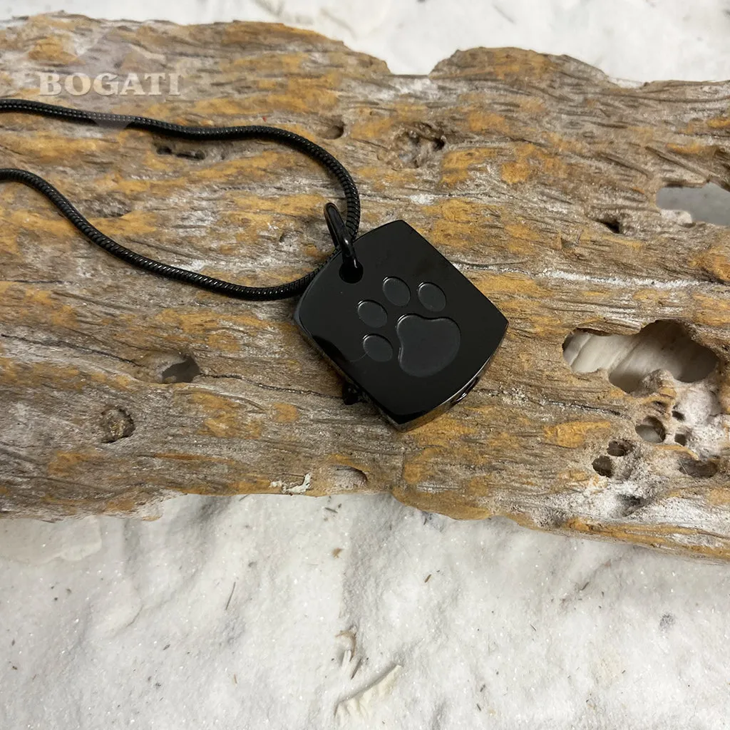 J-8003 Tag with Paw Print - Pendant with Chain