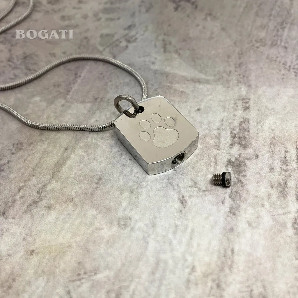 J-8003 Tag with Paw Print - Pendant with Chain