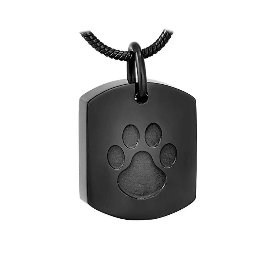 J-8003 Tag with Paw Print - Pendant with Chain