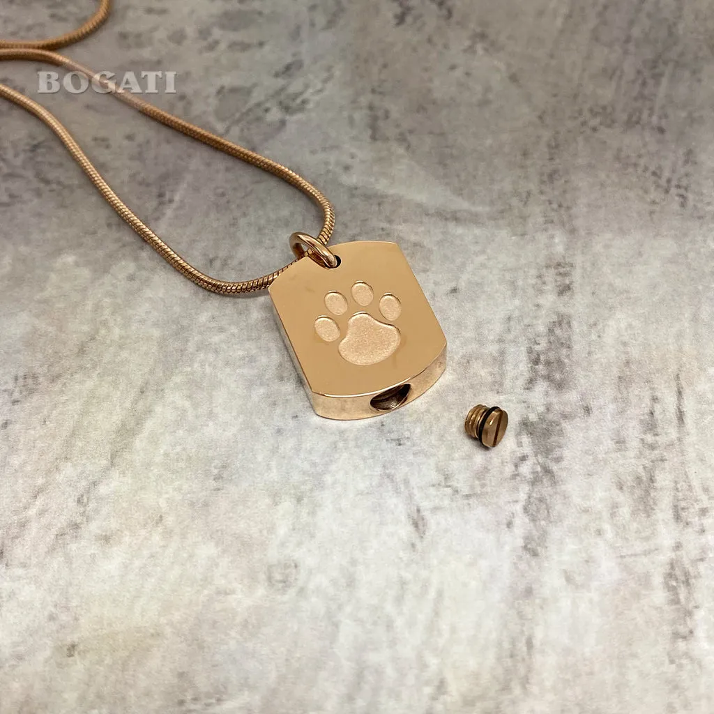 J-8003 Tag with Paw Print - Pendant with Chain