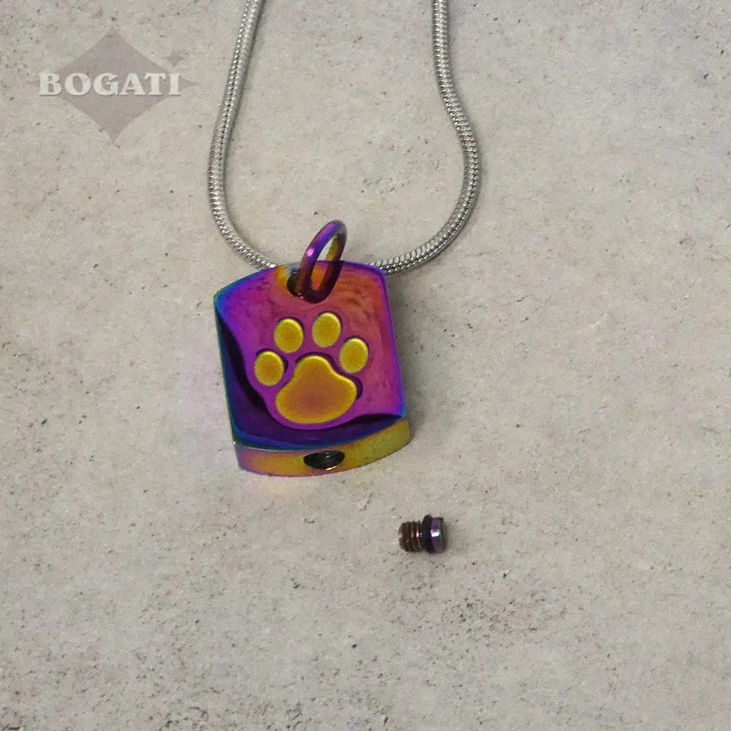 J-8003 Tag with Paw Print - Pendant with Chain