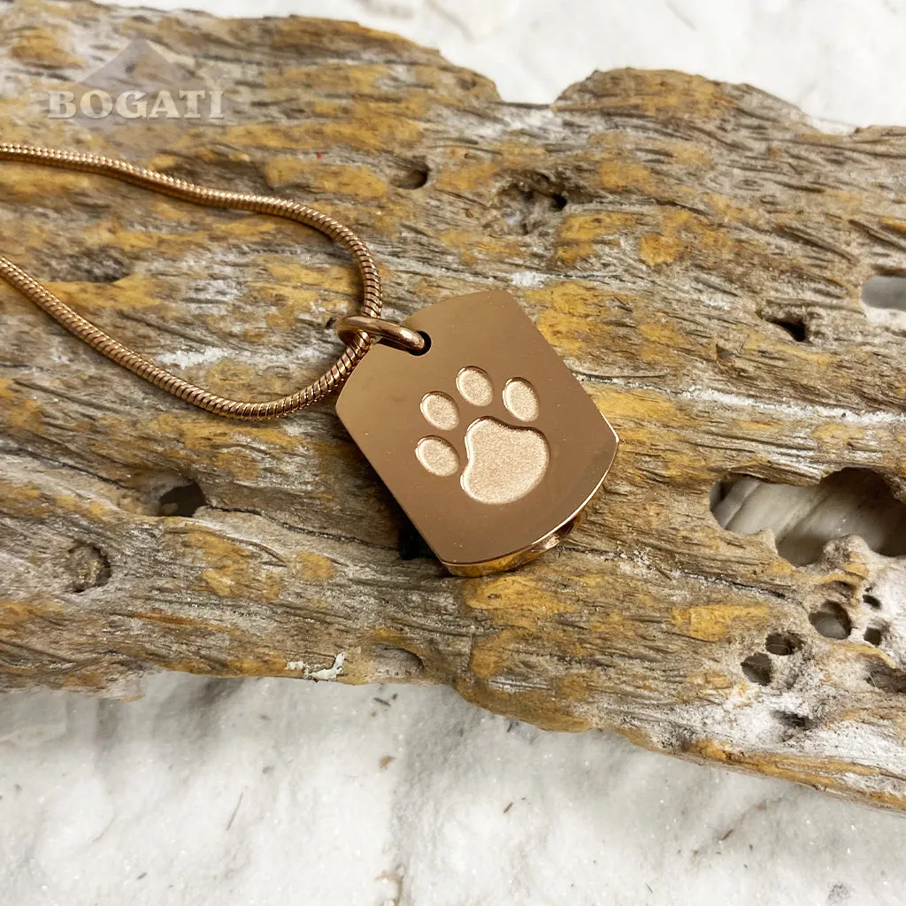 J-8003 Tag with Paw Print - Pendant with Chain
