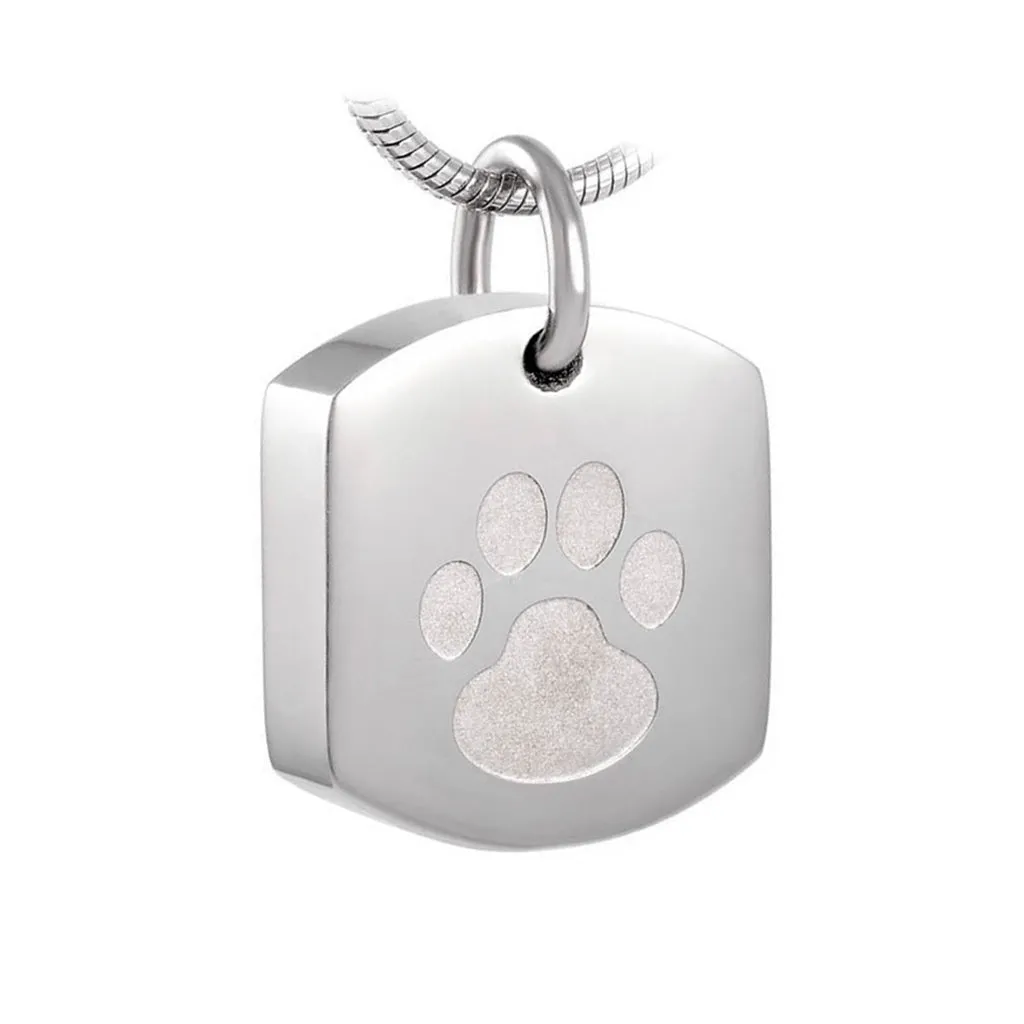 J-8003 Tag with Paw Print - Pendant with Chain