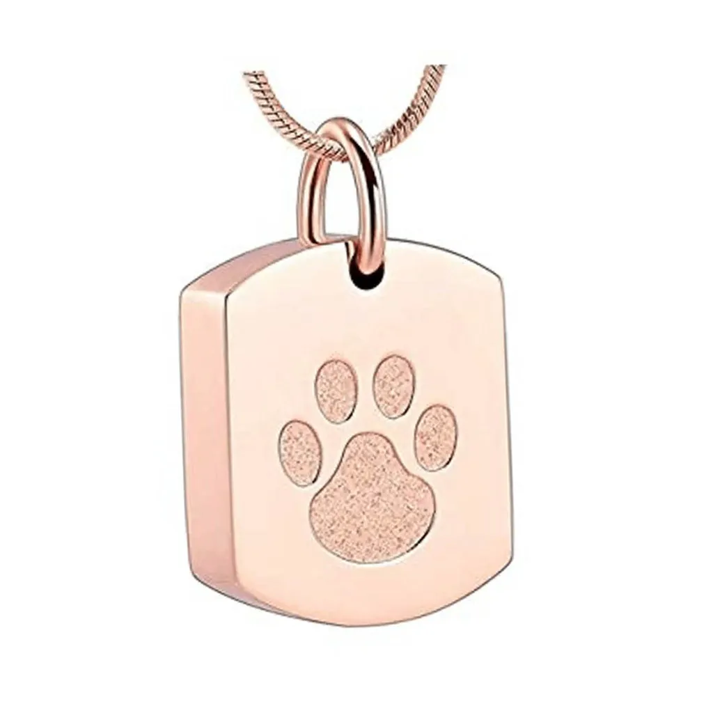 J-8003 Tag with Paw Print - Pendant with Chain
