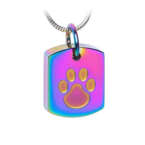 J-8003 Tag with Paw Print - Pendant with Chain