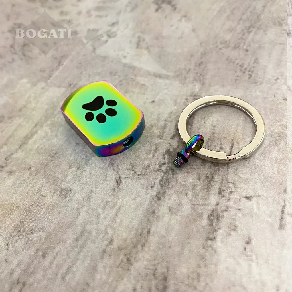 J-819 Dog Tag with Black Paw Print - Keychain