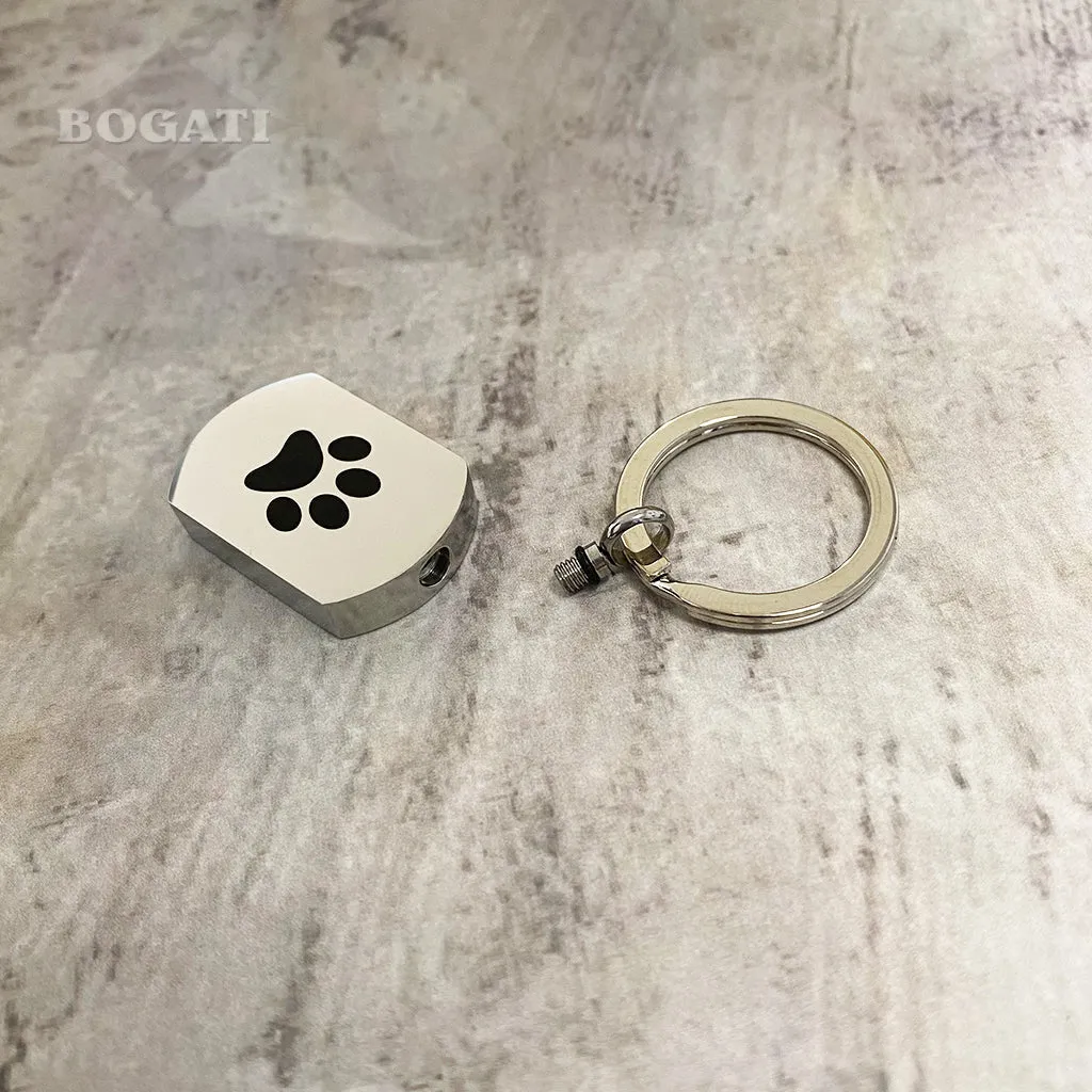 J-819 Dog Tag with Black Paw Print - Keychain