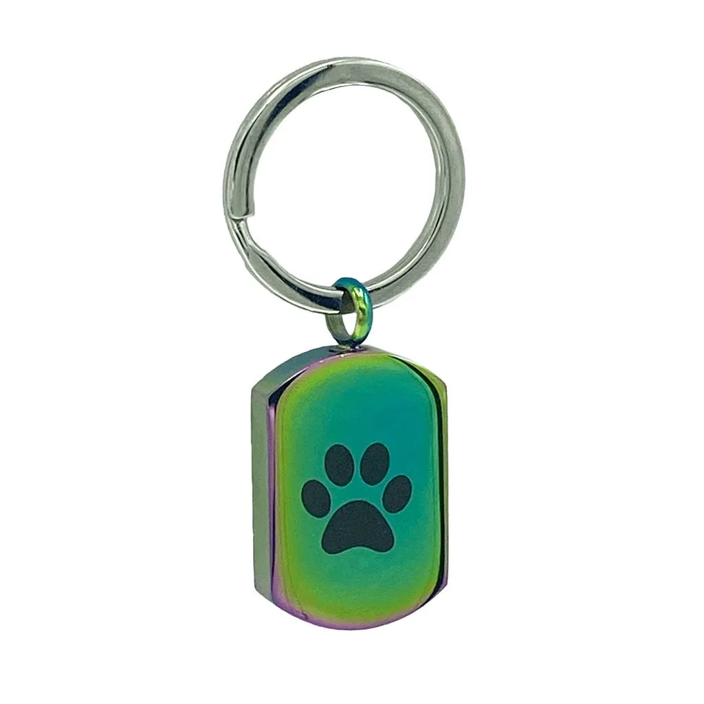 J-819 Dog Tag with Black Paw Print - Keychain