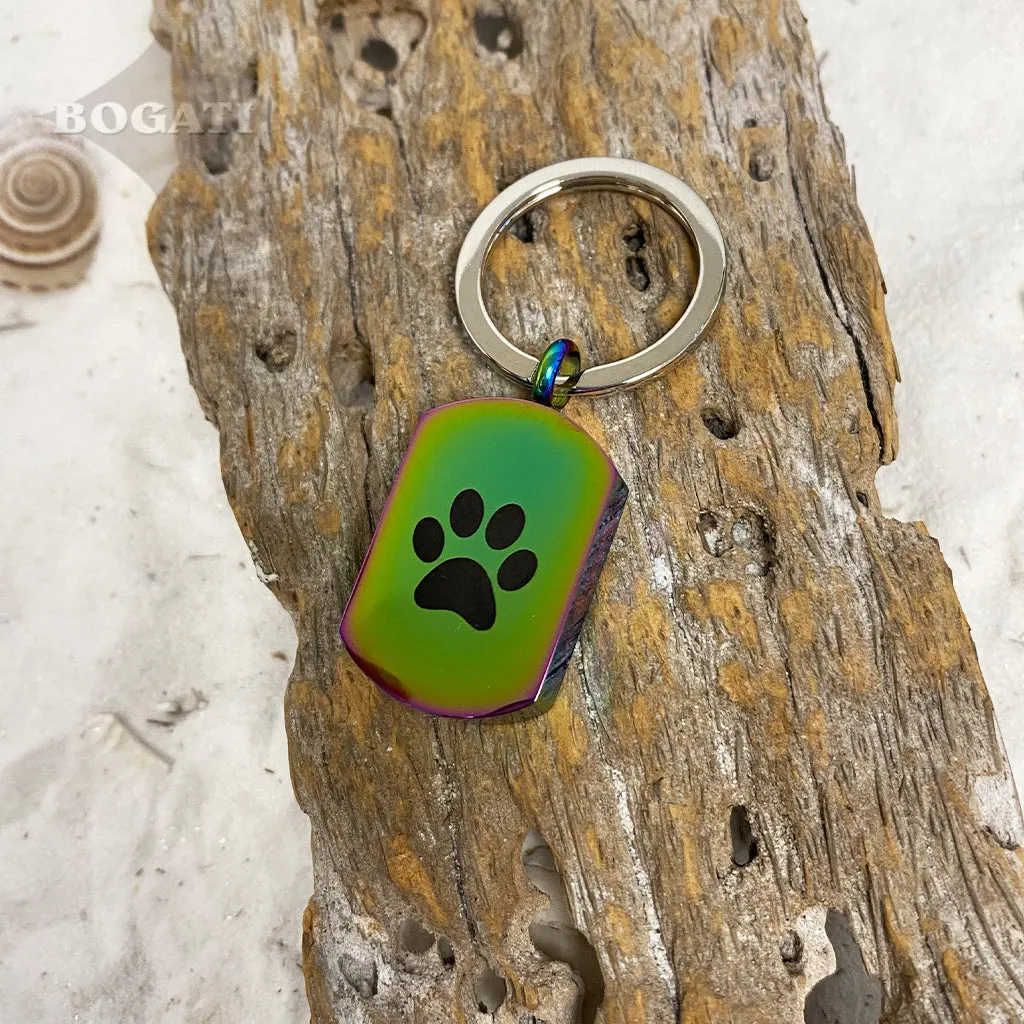 J-819 Dog Tag with Black Paw Print - Keychain
