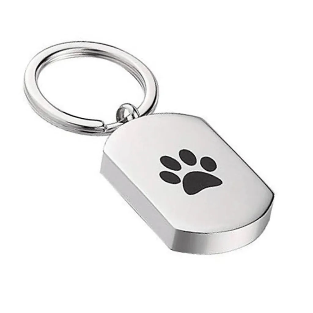 J-819 Dog Tag with Black Paw Print - Keychain