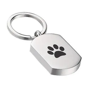 J-819 Dog Tag with Black Paw Print - Keychain