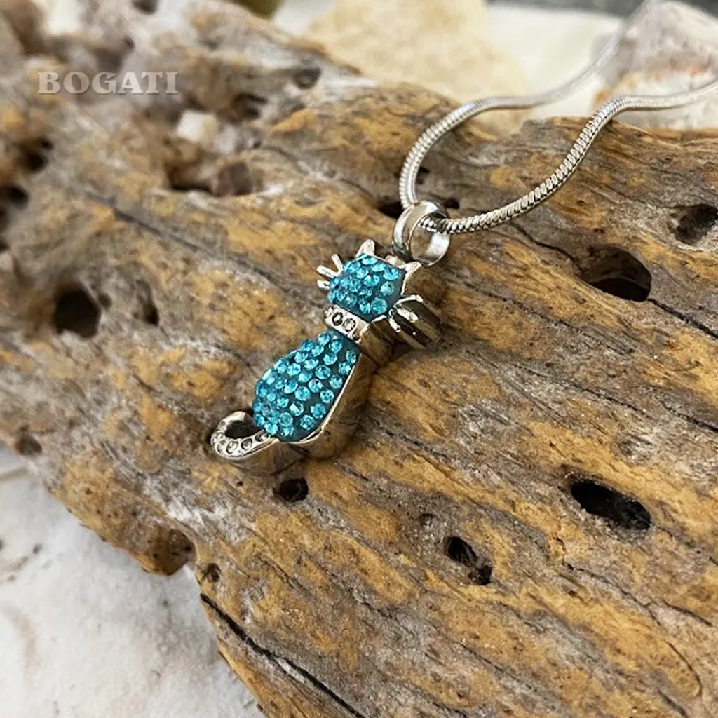 J-921 - Cat with Rhinestones - Pendant with Chain