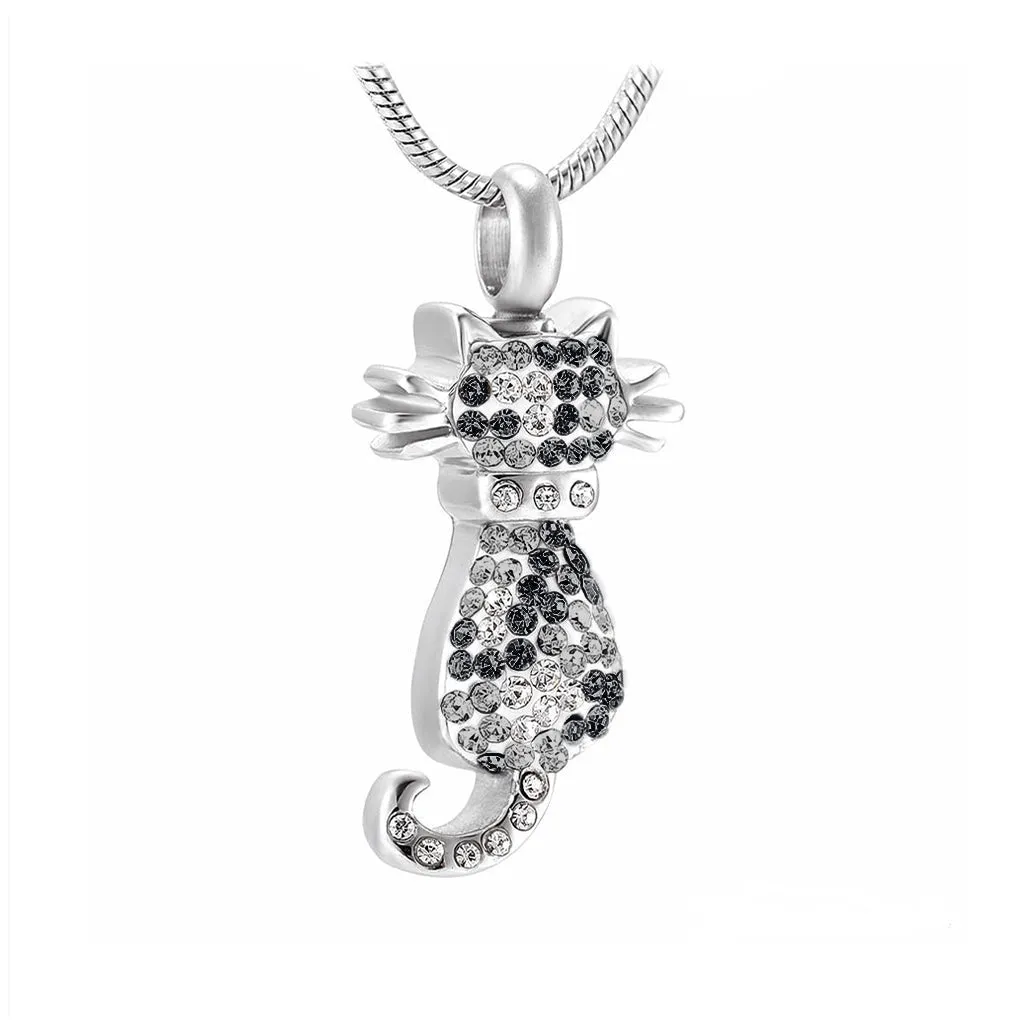 J-921 - Cat with Rhinestones - Pendant with Chain