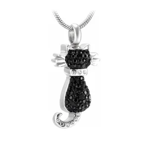 J-921 - Cat with Rhinestones - Pendant with Chain