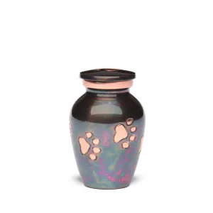 KEEPSAKE  Brass Pet Urn -1649  "Forever Paw" - Raku finish