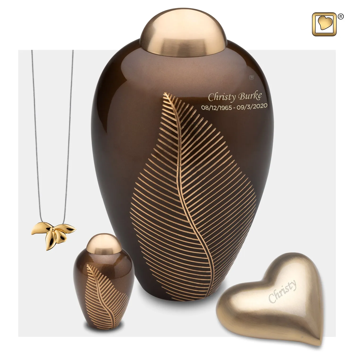 Keepsake Bronze Leaf Cremation Urn - COMFORT by LoveUrns