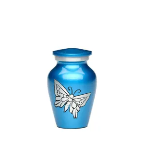 KEEPSAKE -Classic Alloy Urn -2415– with engraved BUTTERFLIES