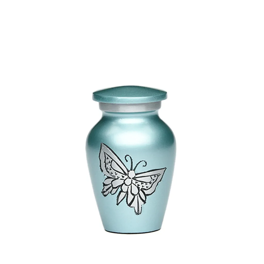 KEEPSAKE -Classic Alloy Urn -2415– with engraved BUTTERFLIES