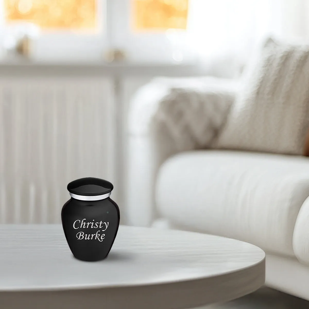 Keepsake Embrace Black Custom Engraved Cremation Urn