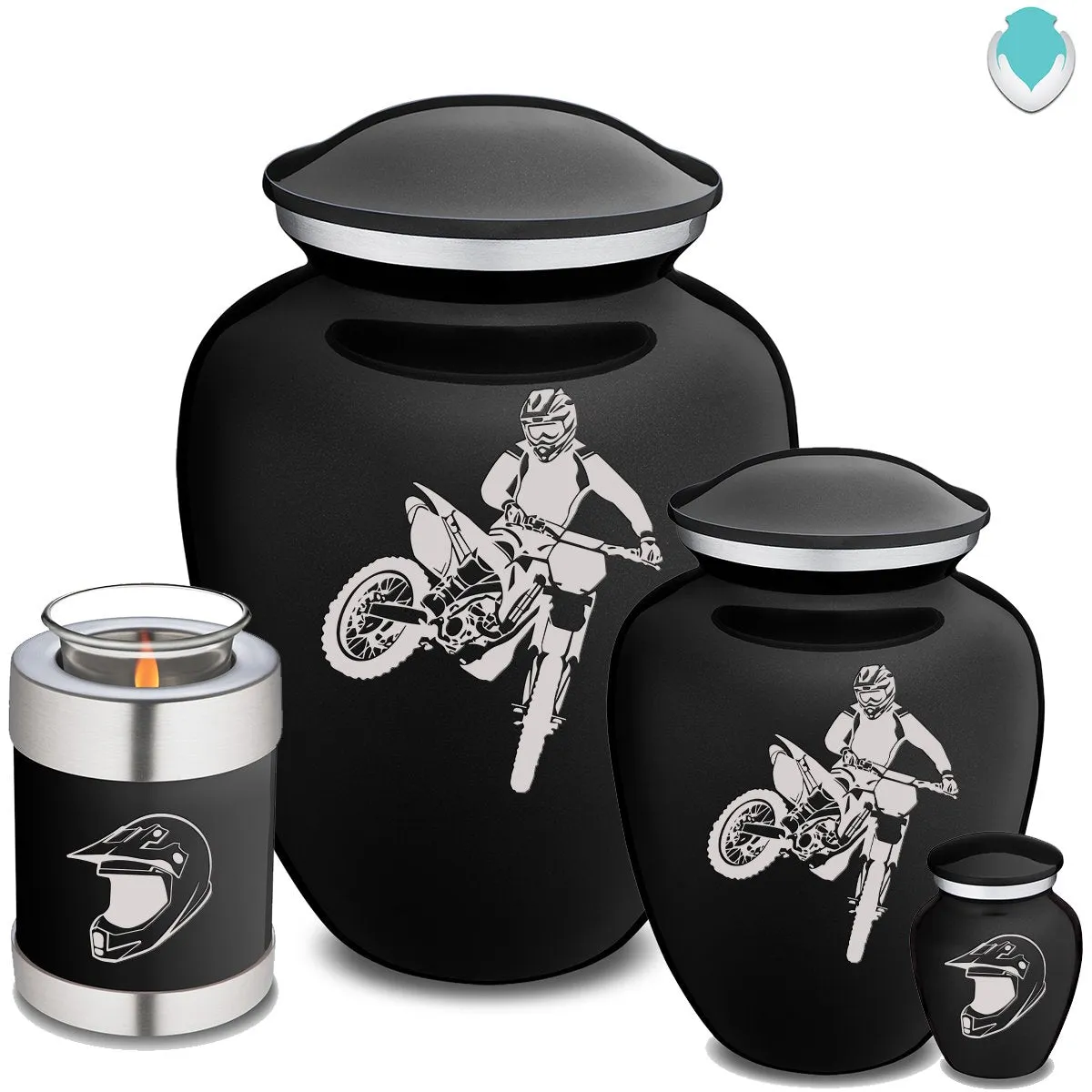 Keepsake Embrace Black Dirt Bike Cremation Urn
