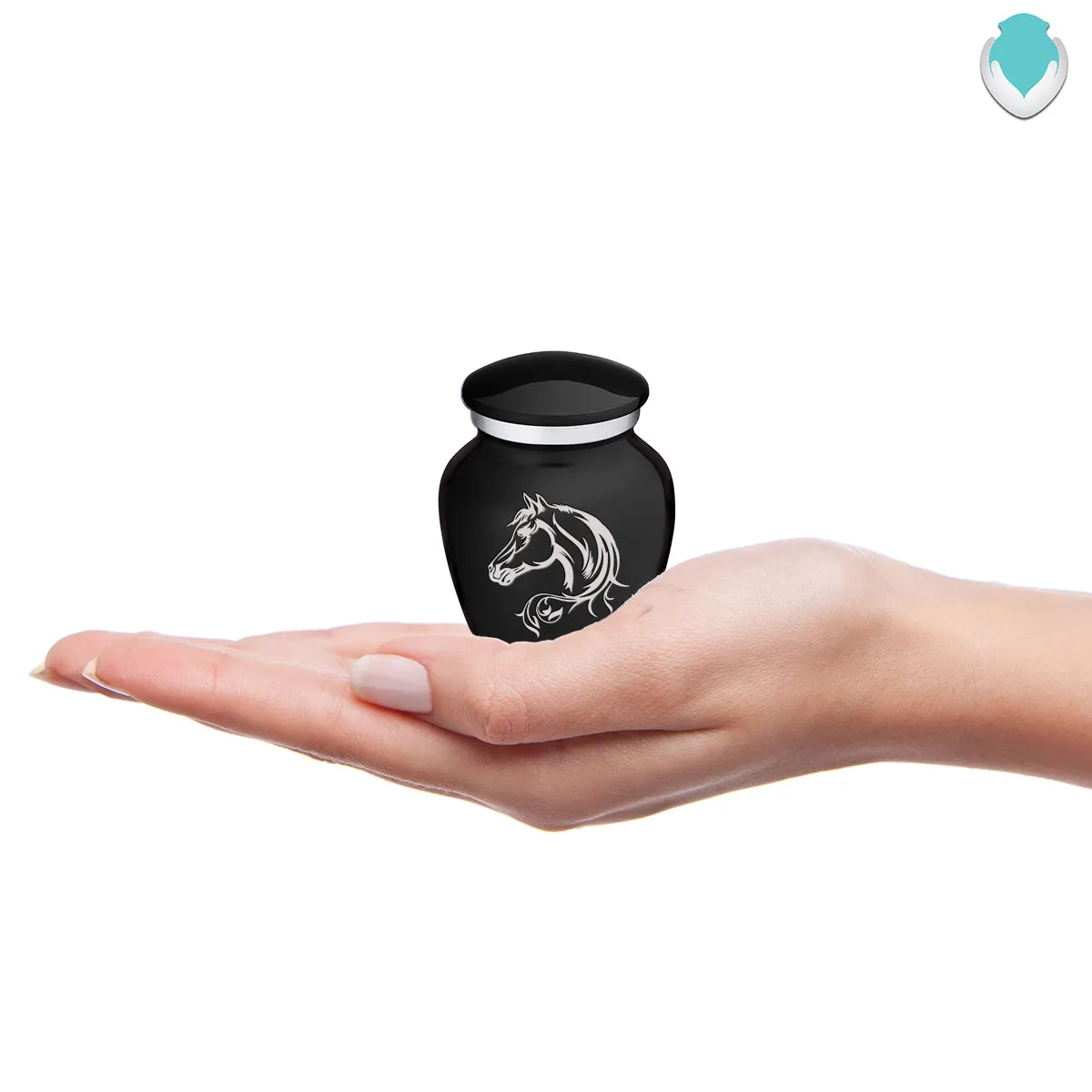 Keepsake Embrace Black Horse Cremation Urn