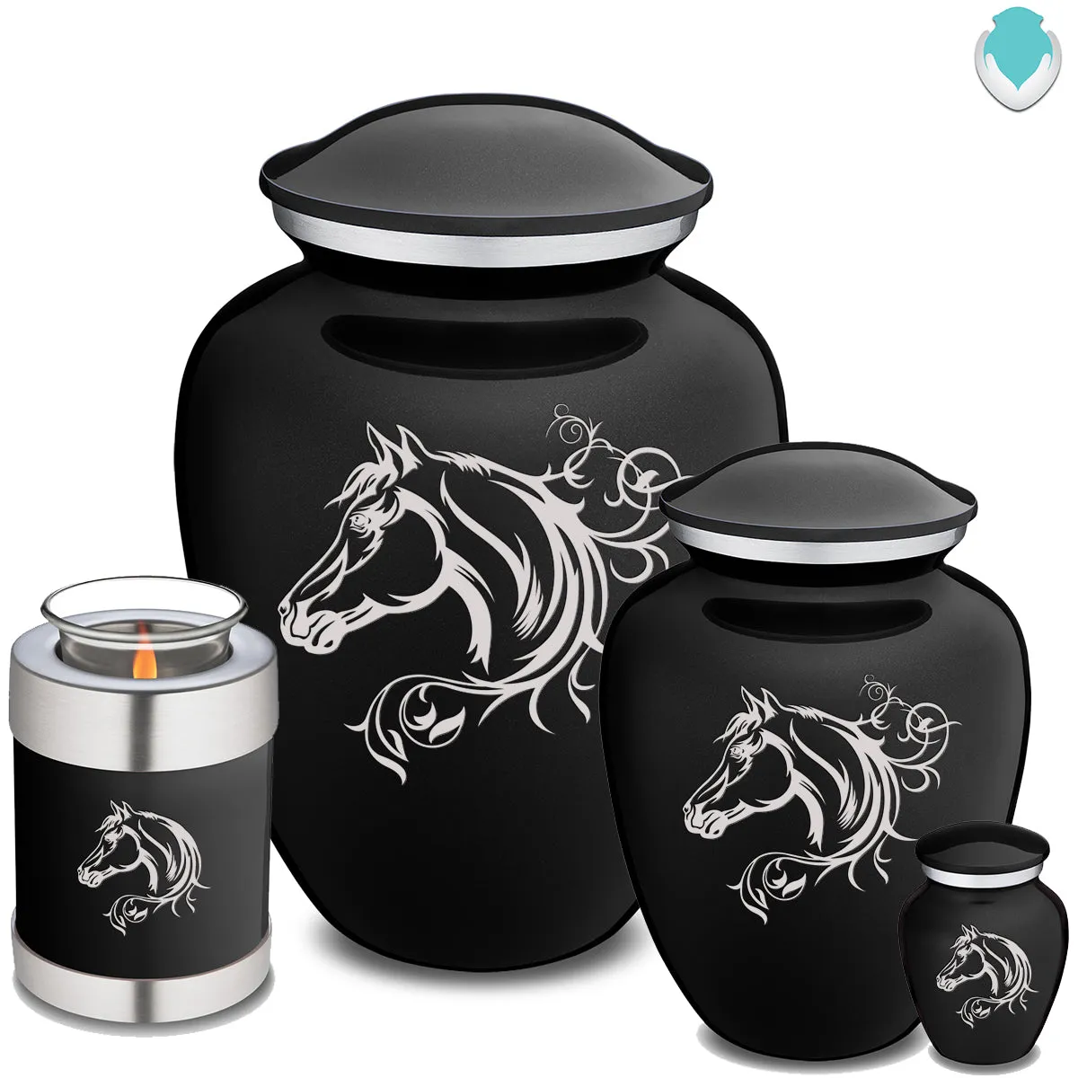 Keepsake Embrace Black Horse Cremation Urn
