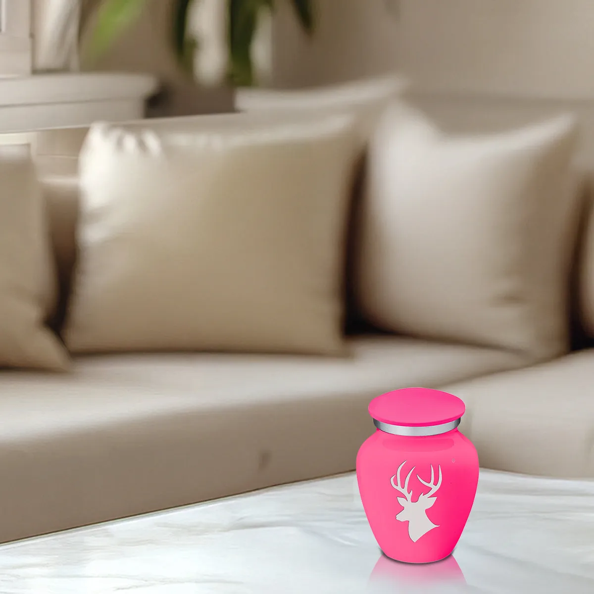 Keepsake Embrace Bright Pink Deer Cremation Urn