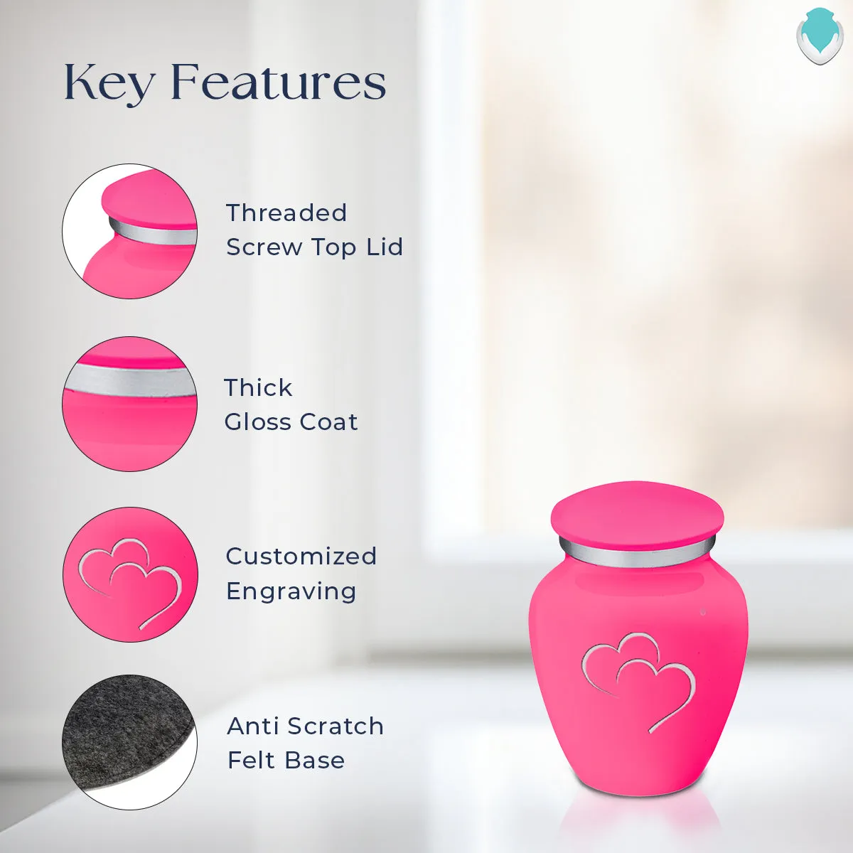 Keepsake Embrace Bright Pink Hearts Cremation Urn