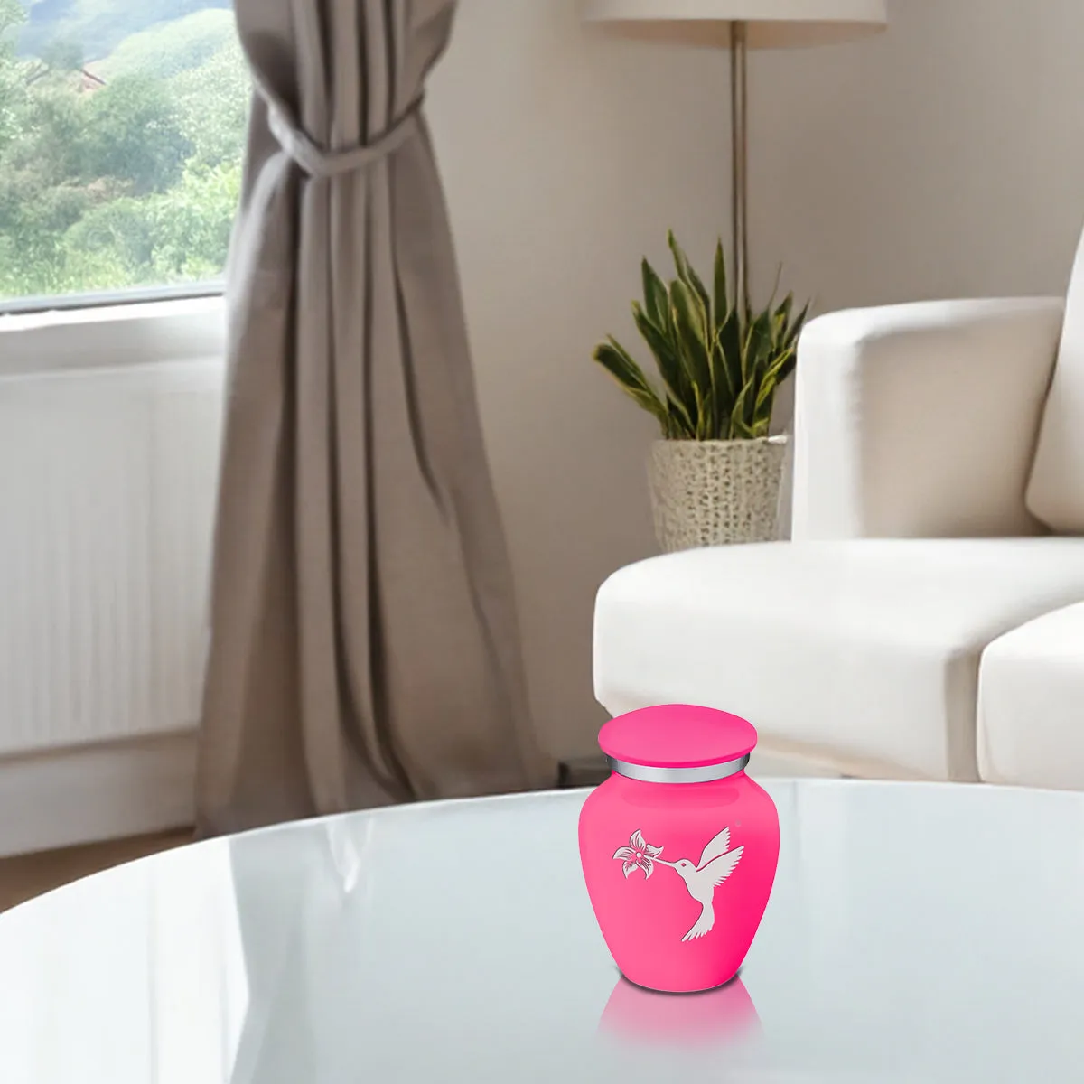 Keepsake Embrace Bright Pink Hummingbird Cremation Urn