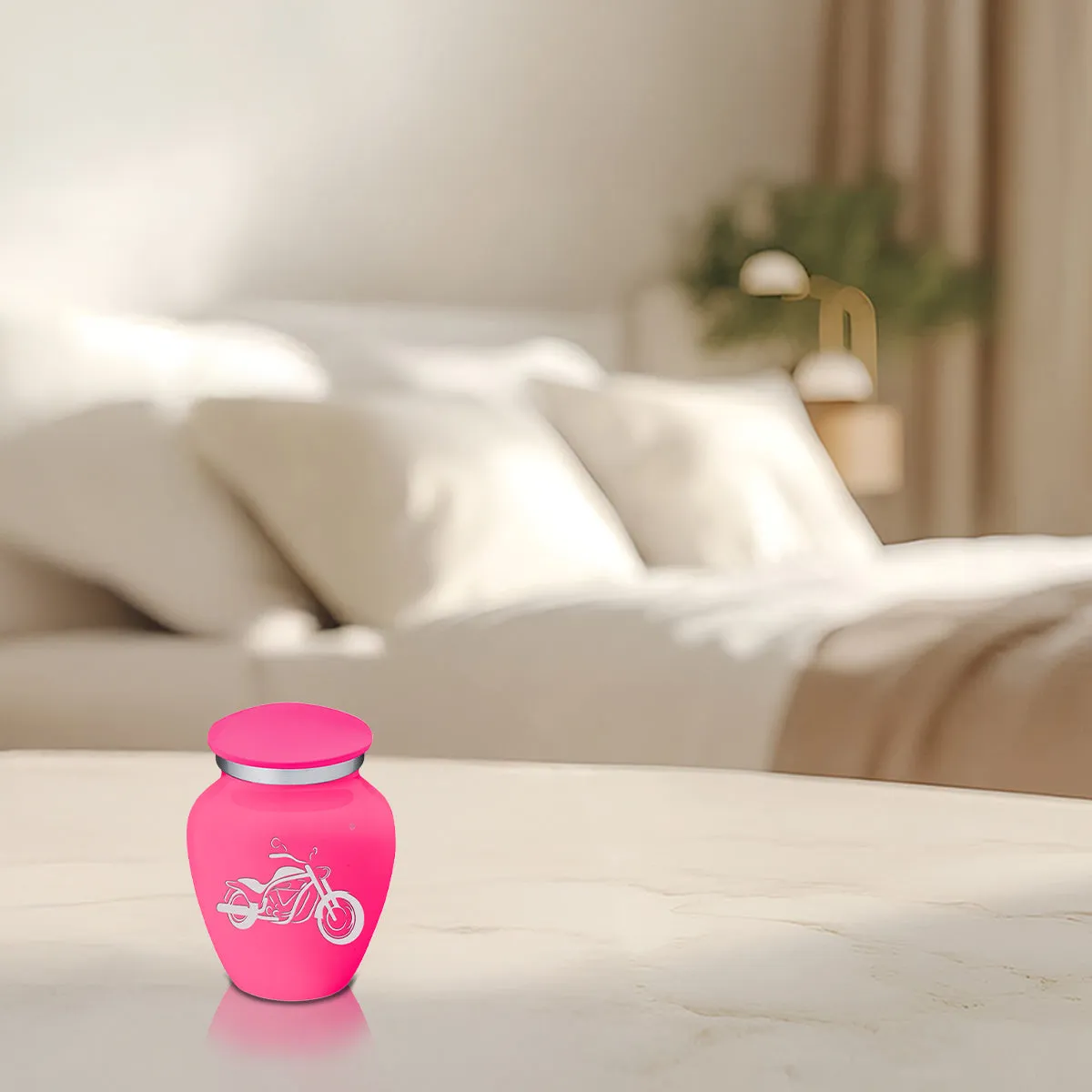 Keepsake Embrace Bright Pink Motorcycle Cremation Urn