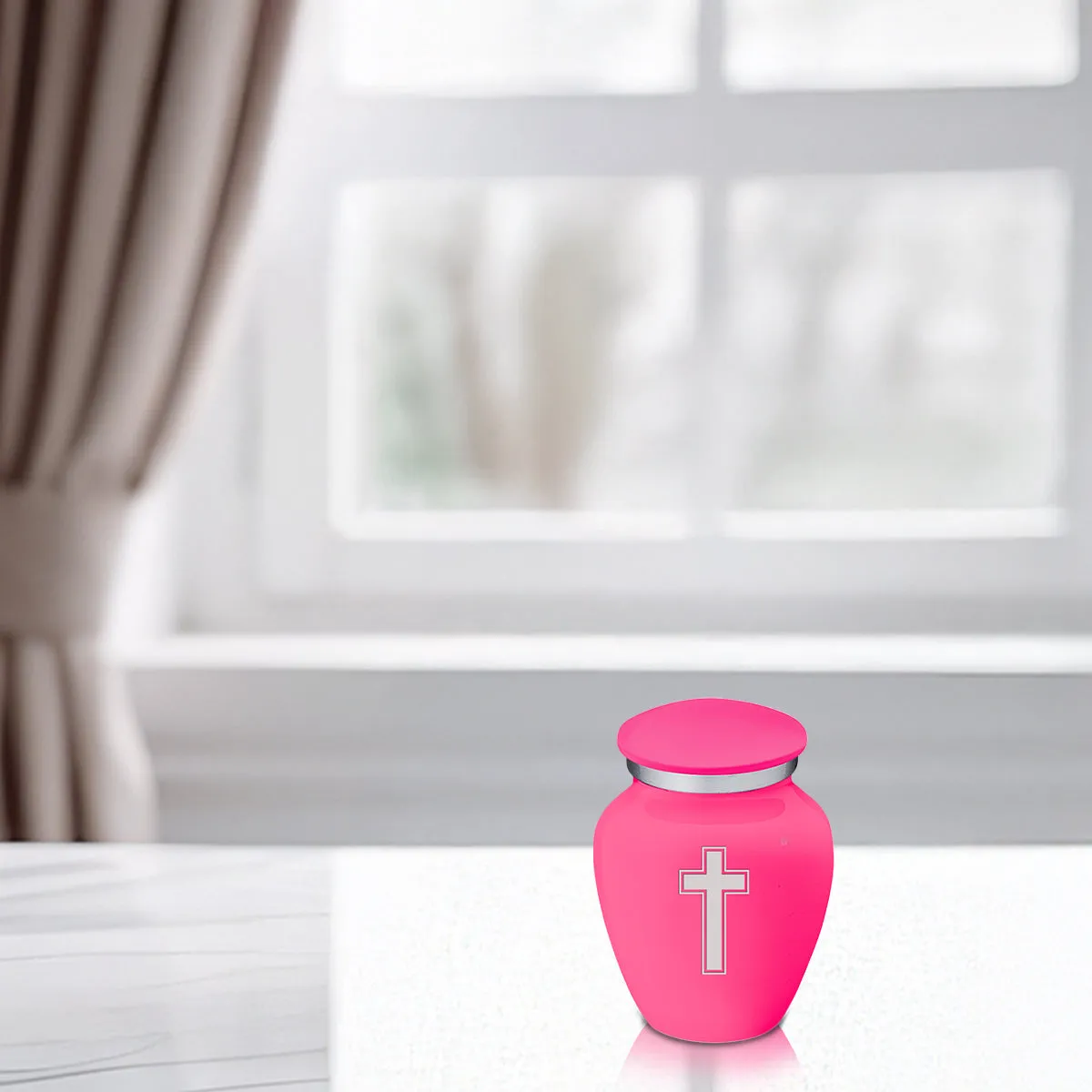 Keepsake Embrace Bright Pink Simple Cross Cremation Urn