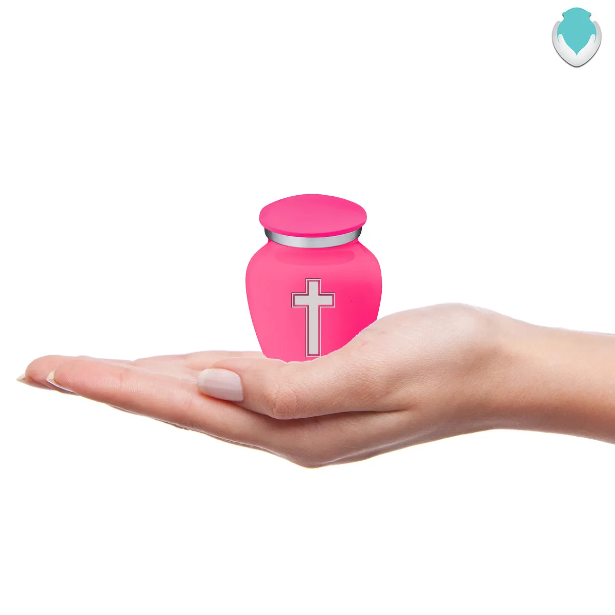 Keepsake Embrace Bright Pink Simple Cross Cremation Urn
