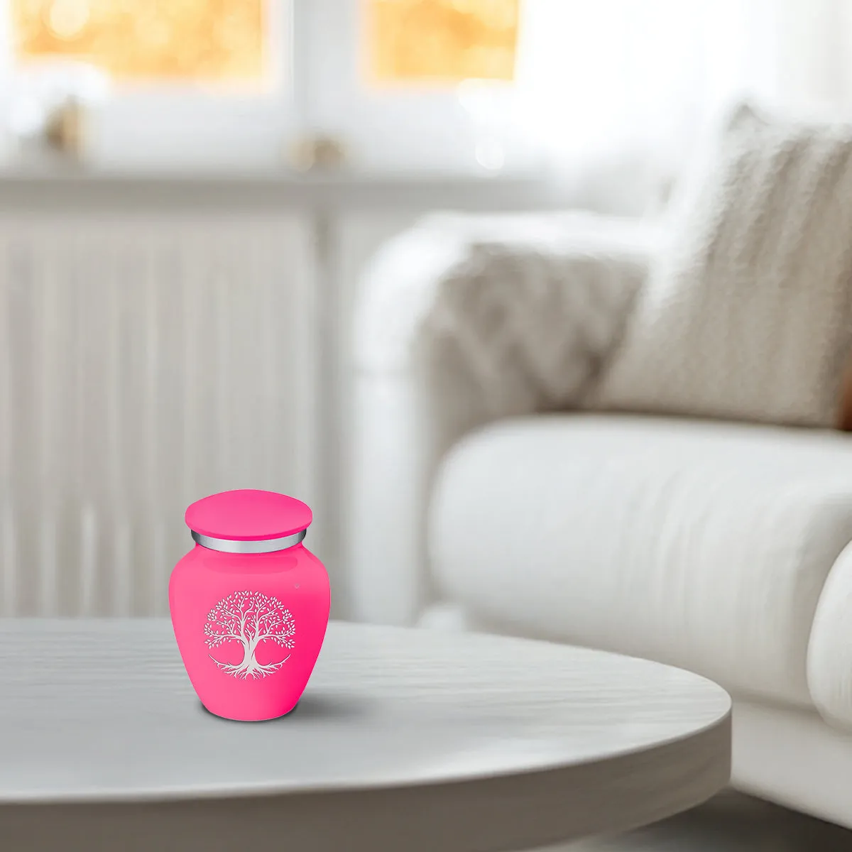 Keepsake Embrace Bright Pink Tree of Life Cremation Urn
