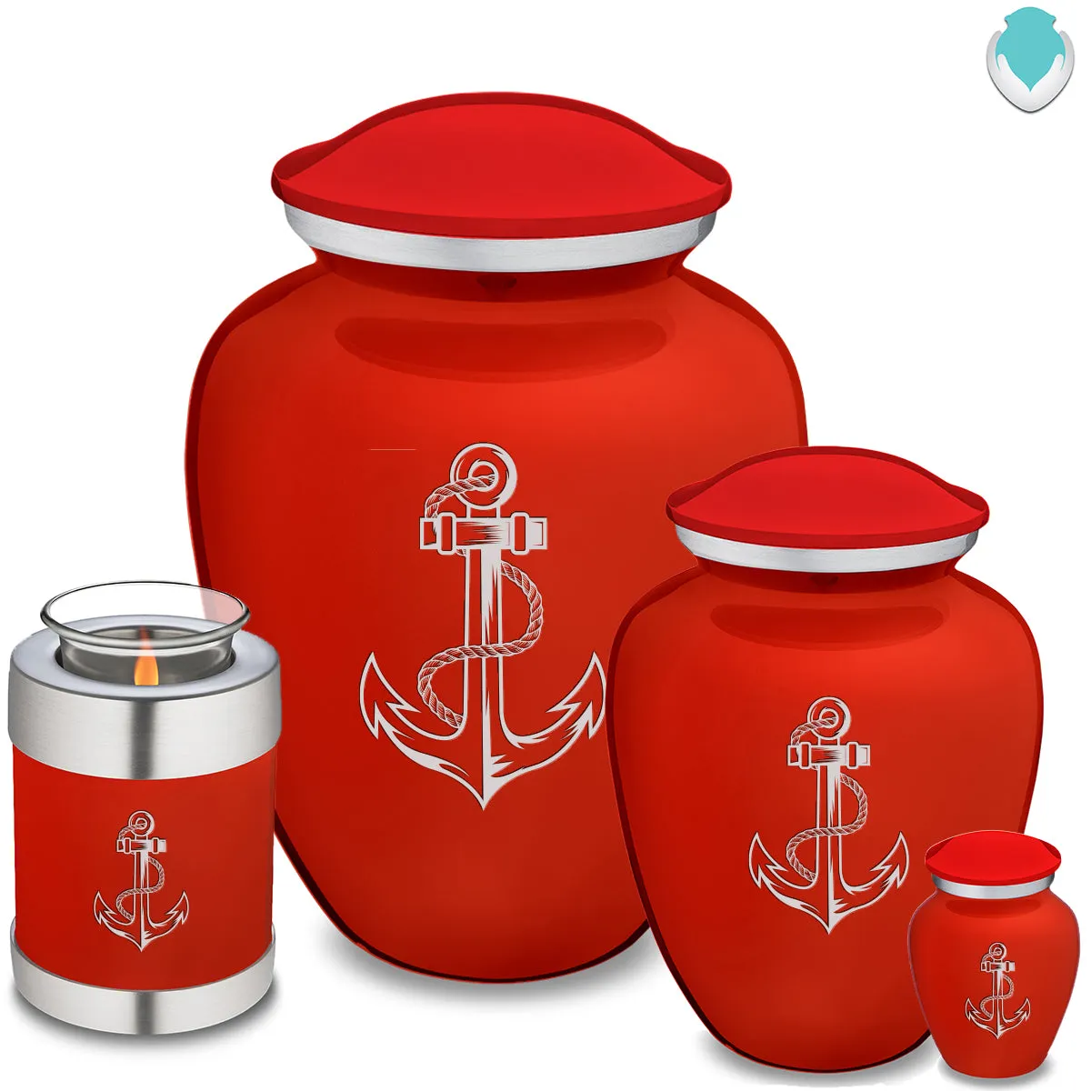 Keepsake Embrace Bright Red Anchor Cremation Urn