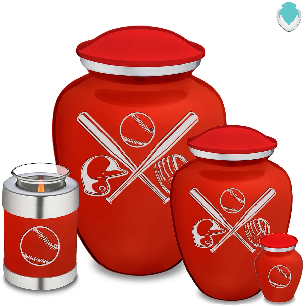 Keepsake Embrace Bright Red Baseball Cremation Urn