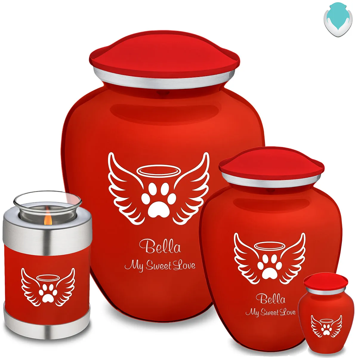 Keepsake Embrace Bright Red Pet Angel Wings Cremation Urn