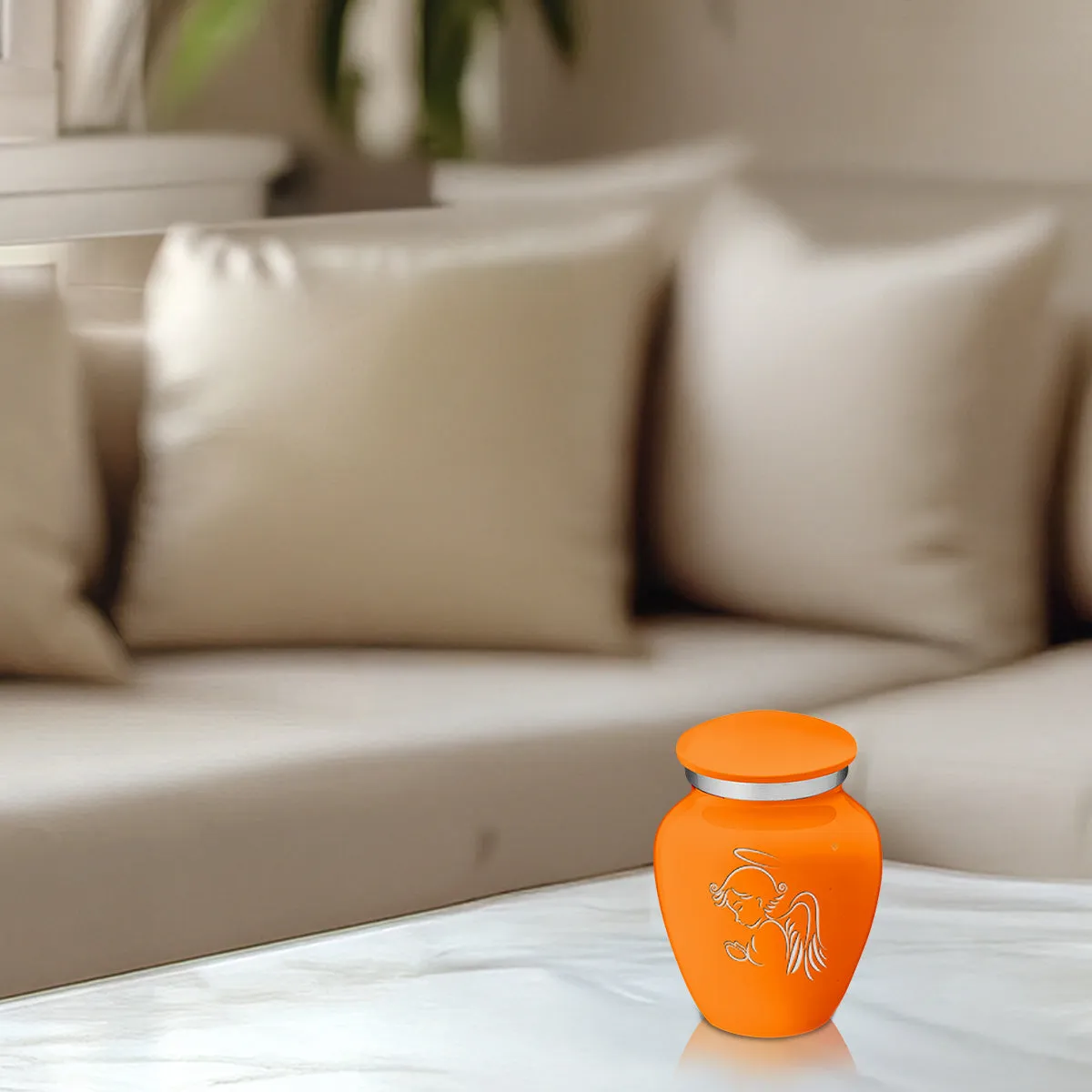 Keepsake Embrace Burnt Orange Angel Cremation Urn